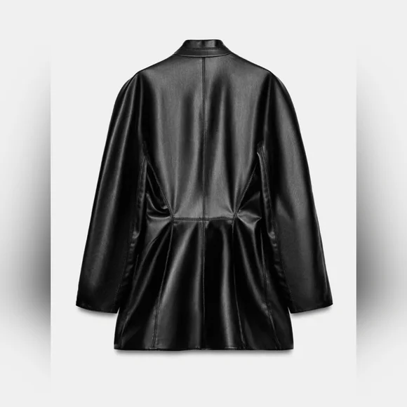 Zara FITTED FAUX LEATHER BLAZER - Picture 2 of 6